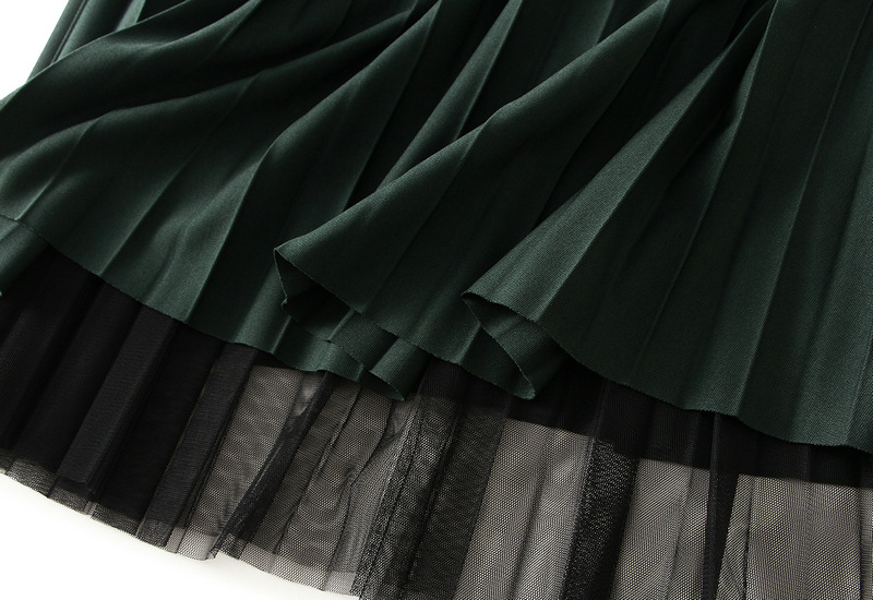 Women's Clothing Double sided pleated skirt gauze skirt half length large size a line skirt belly covering skirt _voghion.com