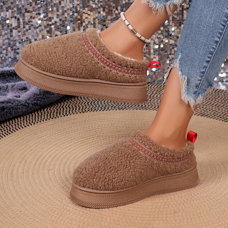 Vastag talpú báránygyapjúból készült, szélálló, téli, baotou félpapucs, női, új, csipkés, gyapjas, hótaposós, pamut papucs_voghion.com