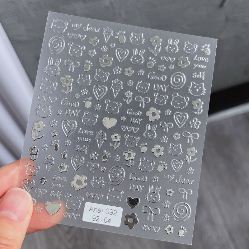 ネット赤爆金かわいいネイルシール落書き小動物花蝶模様薄靭立体ネイルシール卸売り|undefined