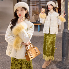 中式羽绒服2025冬季新款女装气质优雅国风90白鸭绒外套狐狸毛袖口