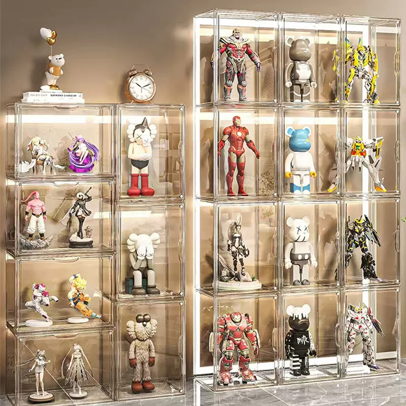 盲盒收纳展示架透明防尘手办收纳盒玩偶labubu泡泡玛特模型展示柜