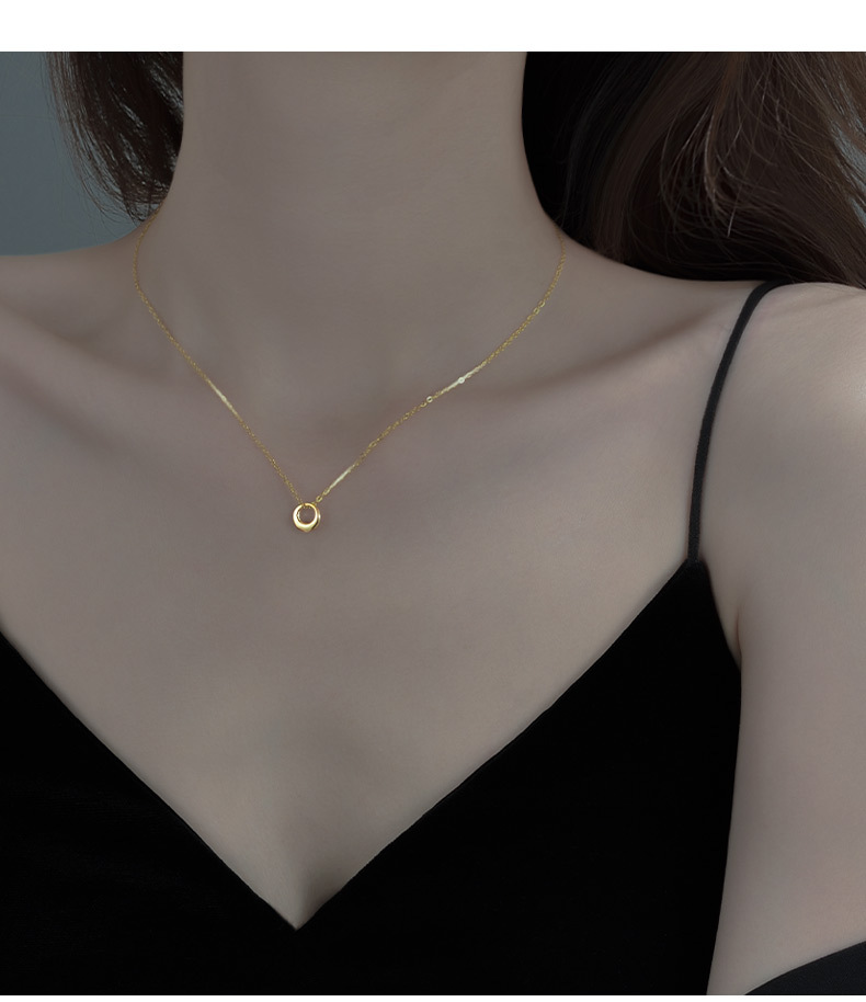 Minimalist Geometric Circle Necklace For Women Elegant Style_voghion.com