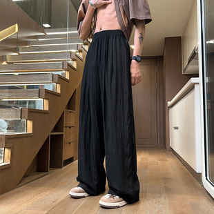 2024 Yamamoto pants men's tide thin ice silk wide leg pants drape loose floor pants a generation of hair