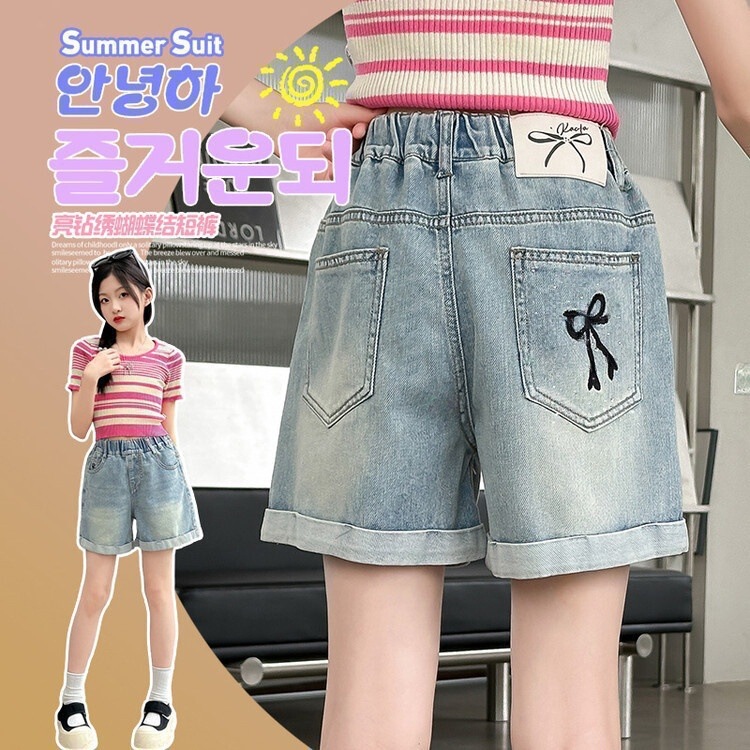 Girls' Denim Shorts 2026 Summer New Stylish Children's Thin Korean-Style Casual Loose Hot Pants Trendy Girls' Denim Shorts 2026 Summer New Stylish Children's Thin Korean-Style Casual Loose Hot Pants Trendy