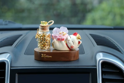 for Dashboard, Cute Creative | Car ornaments - yuanbao-wealth-accumulation-bottle-lucky-cat-model-a