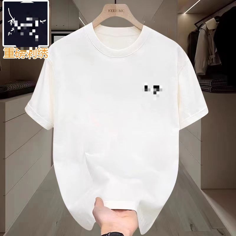半袖アメリカンヘビー刺繍Tシャツメンズラウンドネック二重糸純綿半袖320グラムカップルトレンディブランドルーズ|undefined