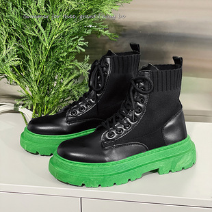 Martin Boots British Style Leather Boots Thick Sole 2023 Spring and Autumn New Men's Boots Flying Knitted Boots Men's Martin Boots Cross Border Shoes