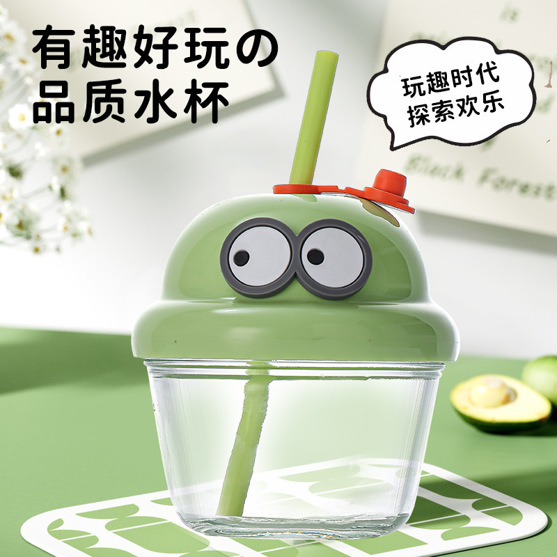 卡通款夏季ins墩墩杯迷你水杯玻璃杯牛奶杯高颜值胖胖吸管杯|undefined
