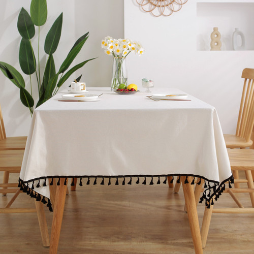 Hemp natural white solid color cotton and linen tablecloth Nordic simple style tablecloth Western restaurant decoration fabric wholesale