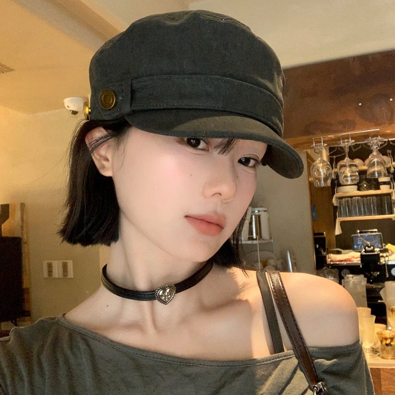 美式复古平顶贝雷帽女2025新款做旧水洗文艺百搭显脸小鸭舌帽子潮|undefined