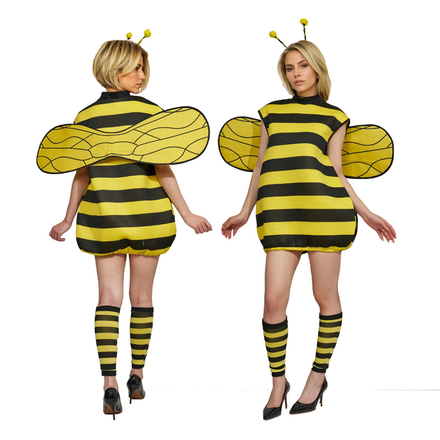 Halloween Cosplay Bee Costume Yellow Stripesd Little Bee Cosplay Cartoon Performance Four-Piece Set