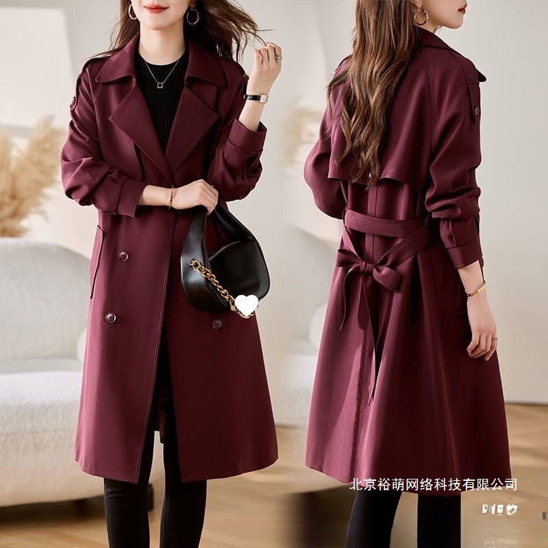 Factory Direct Sales Windbreaker Women's Mid-Length 2025 Autumn New Style Fashionable Elegant Slimming Look