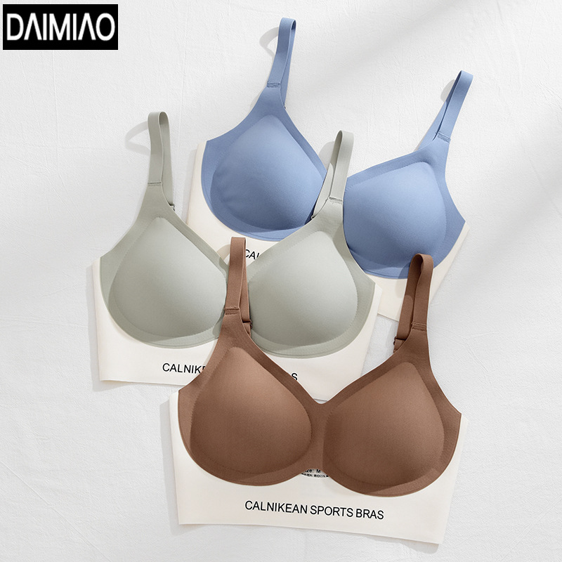 New soft pull-up support seamless underwear women's thin bra without rims adjustable small breast push-up bra