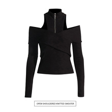 小众设计感纯色打底毛衣2025新款高级感修身显瘦镂空露肩针织衫女