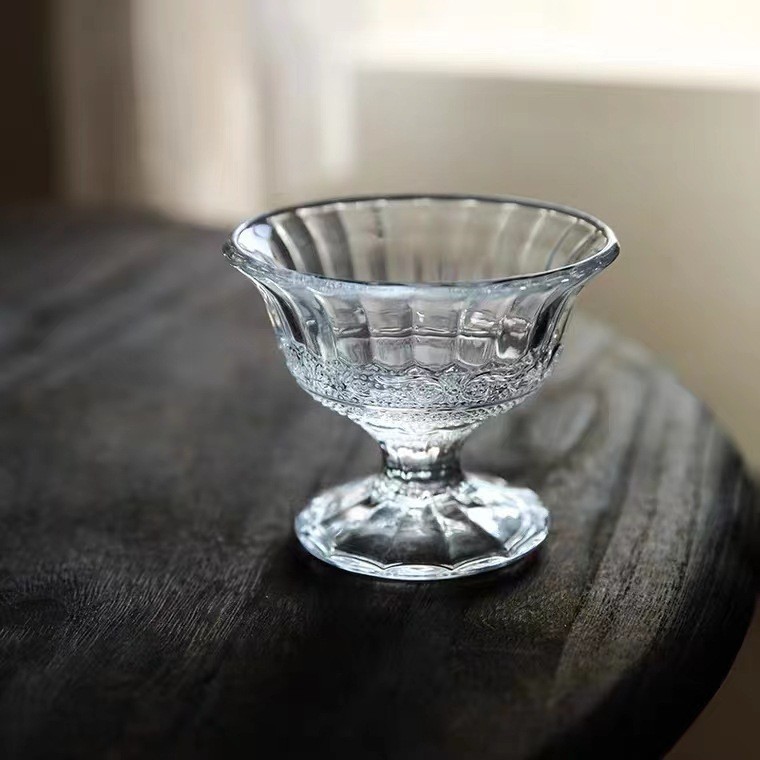 빈티지 양각 유리 컵 아이스크림 컵 유리 그릇 접시 디저트 그릇 디저트 접시 아이스크림 컵 디저트 컵