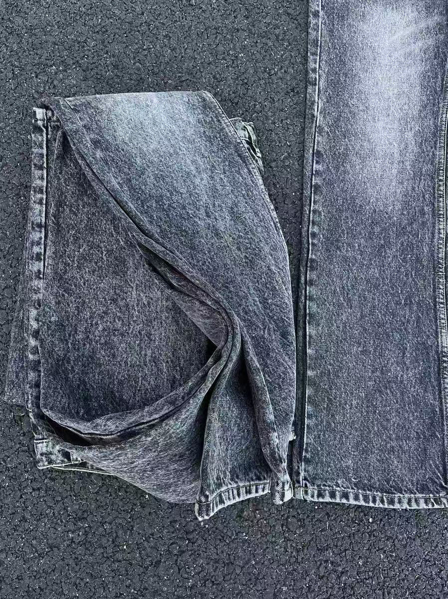 Cleanfit Marble Wash Jeans For Men & Women - Slim Straight Leg Distressed Denim Pants With Stretch (Dark Grey)_mkmklike.com