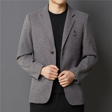 厂家直发秋冬季男士翻领休闲西服中年字母刺绣宽松爸爸装商务西装