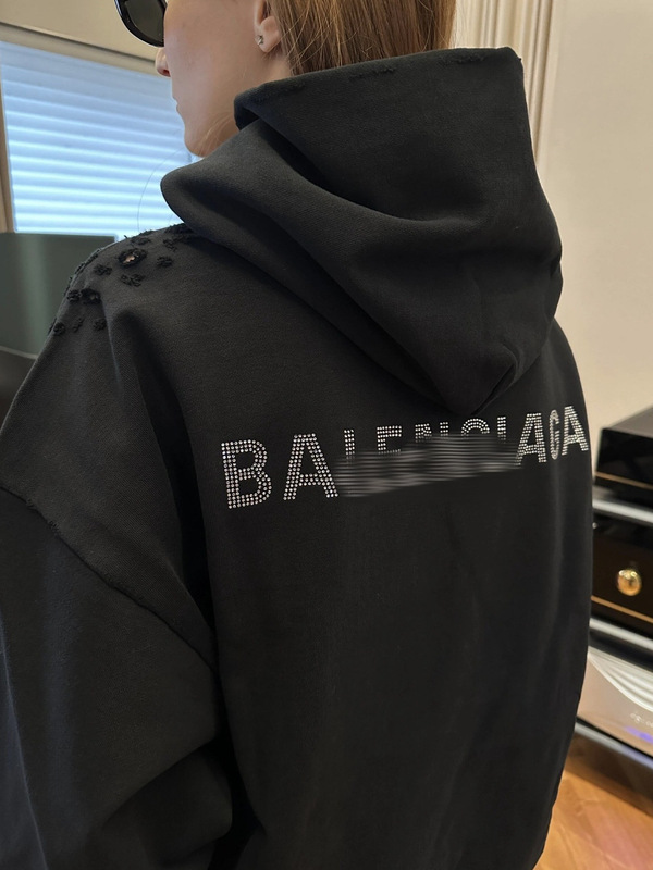 パリのトレンドブランドの正しいバージョンの高品質Bフロントとバックのクラシックレターホットダイヤモンドフード付きスウェットシャツ男性と女性用ハイストリートアメリカンスタイル|undefined