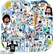50张梅西阿根廷2022世界杯足球冠军贴纸车身贴水杯拉杆箱贴画批发