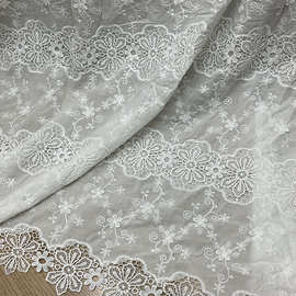 立体镂空雕花刺绣全蕾丝花边纯棉布料牛奶丝花朵绣花连衣裙面料