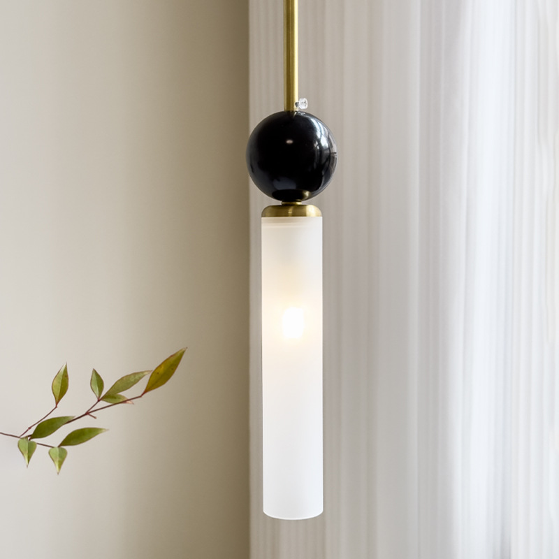 現代簡約全銅臥室床頭燈北歐極簡輕奢高級感意式大理石吧檯小吊燈