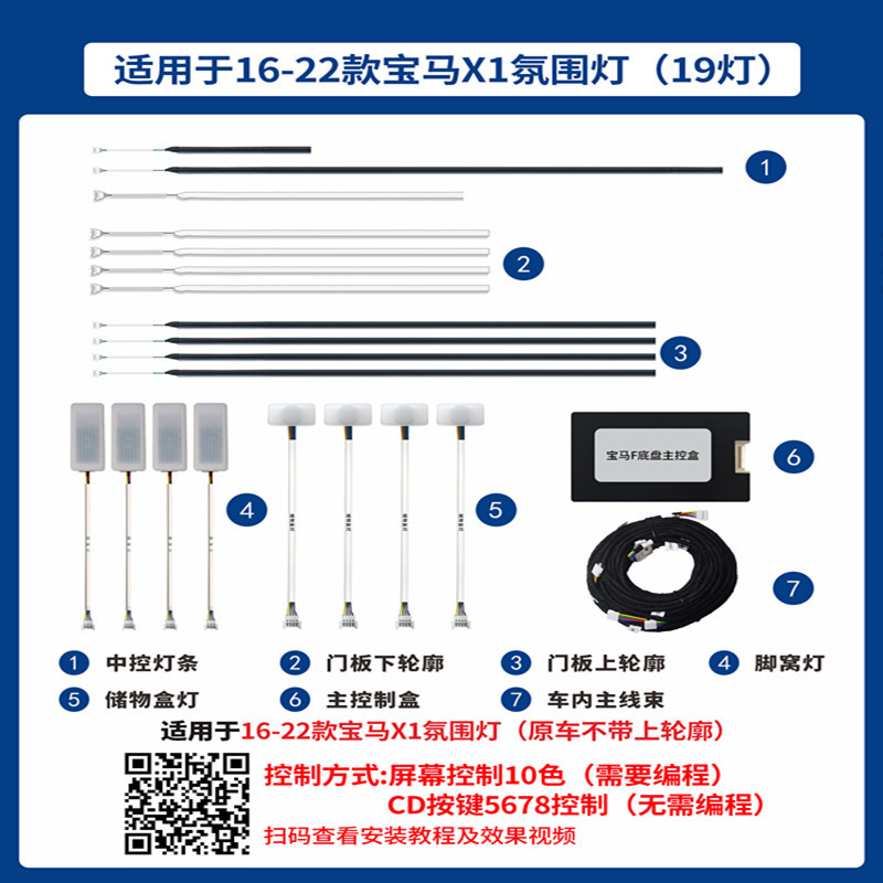 Aplicable 16 - 22 BMW X1 Lámpara de atmósfera Lámpara cláusula 19 Luz