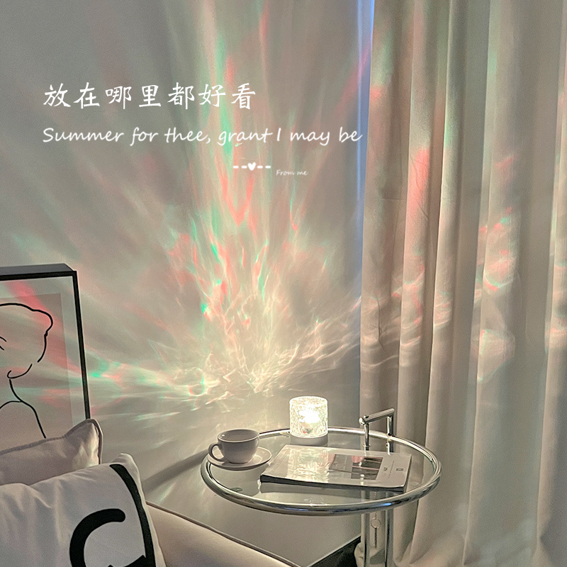 网红水波纹氛围灯睡眠卧室情调气氛床头灯旋转火焰浪漫装饰小夜灯|undefined