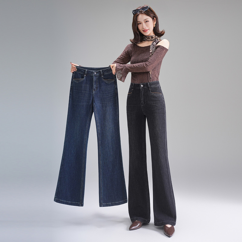 Wholesale Women's Jeans Autumn and Winter 2025 New High-Waisted Slim Flared Pants Stretch Versatile Thick Bootcut Pants