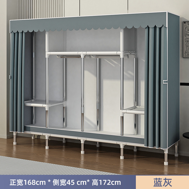 简易衣柜家用卧室组装全钢架加粗加厚布衣柜结实耐用出租房收纳橱|undefined