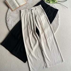 Old Money Style Tencel Linen Pants Men's Summer Thin Style Lazy Drape A-Line Trousers Cotton and Linen Straight Wide Leg Pants