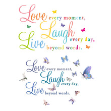 FX-A239-FX-A240彩色英文LOVE LAUGH LIVE蝴蝶卧室家居装饰墙贴纸