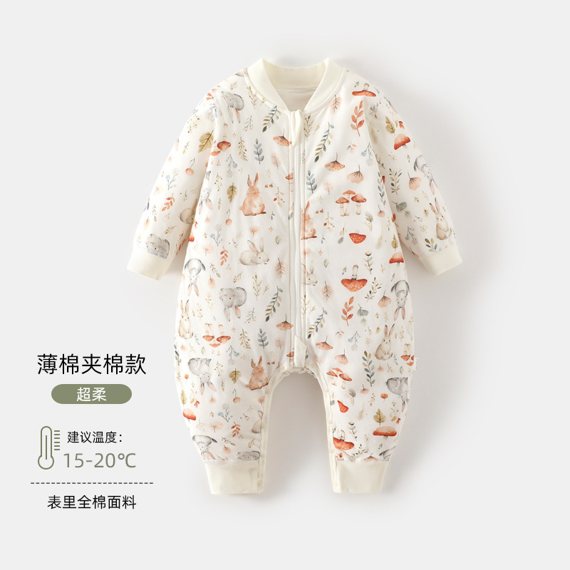 Baby Split-Leg Sleeping Bag Autumn Newborn Pajamas 50g Quilted Small-Month-Old Baby Zipper Anti-Kick Quilt Baby Sleeping Bag