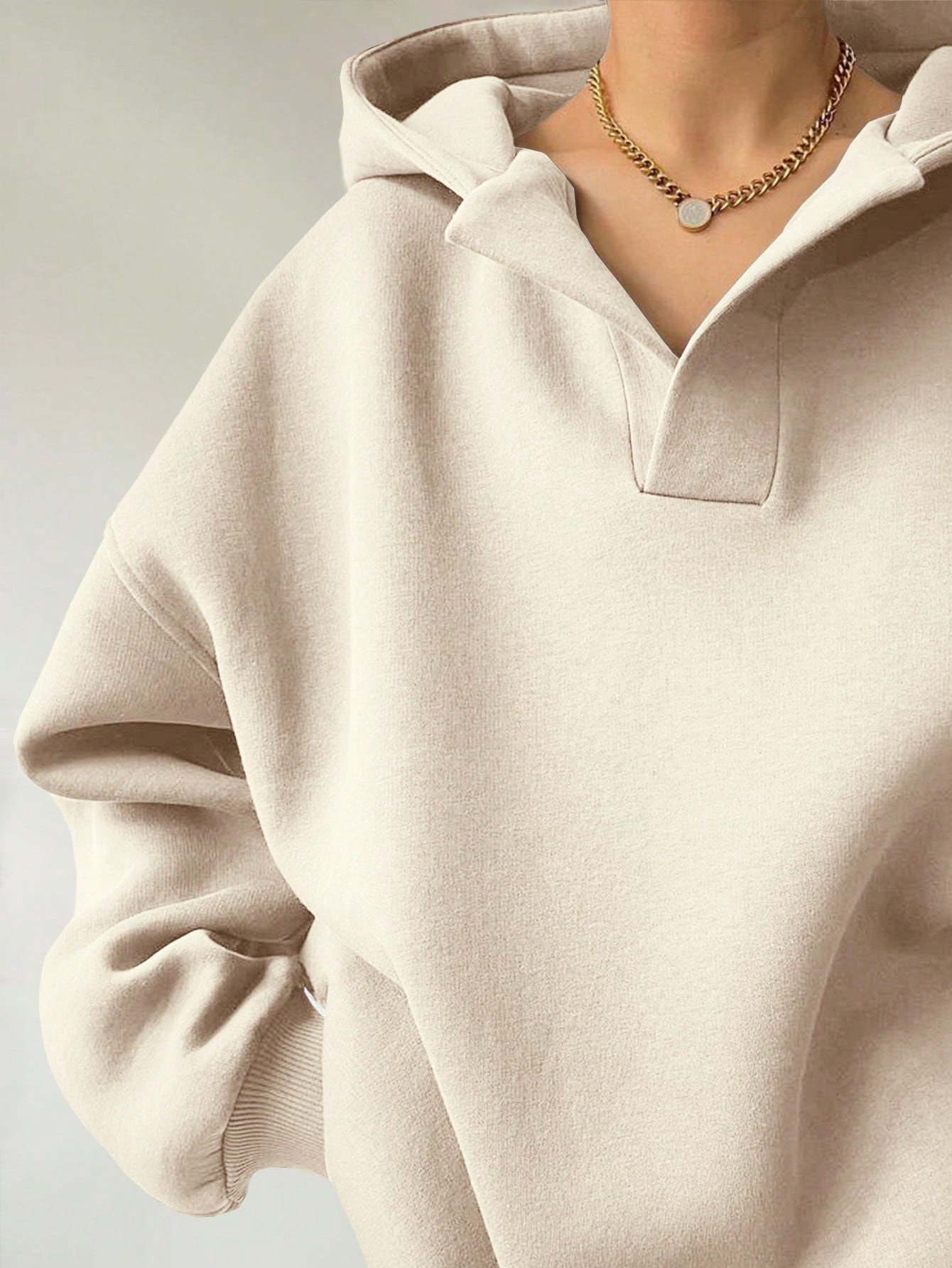 Hooded Neckline Hooded Function 2024 Autumn And Winter Amazon  European And American Ladies Sweatshirt Solid Color Long Sleeve Hooded Solid Color Loose Sweater Women's Top