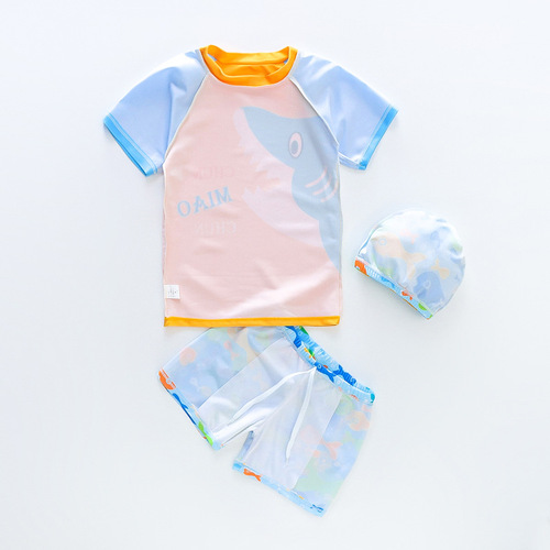 Children's swimwear set, unisex two-piece swimsuit for 1-5 year old kids, wholesale cartoon swimwear