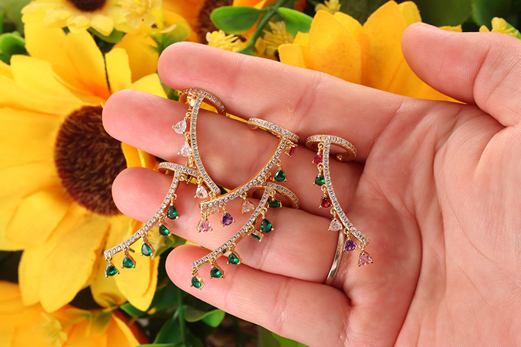 Daily Occasion Fashion Water Droplets Copper Earrings Inlay Zircon Copper Earrings