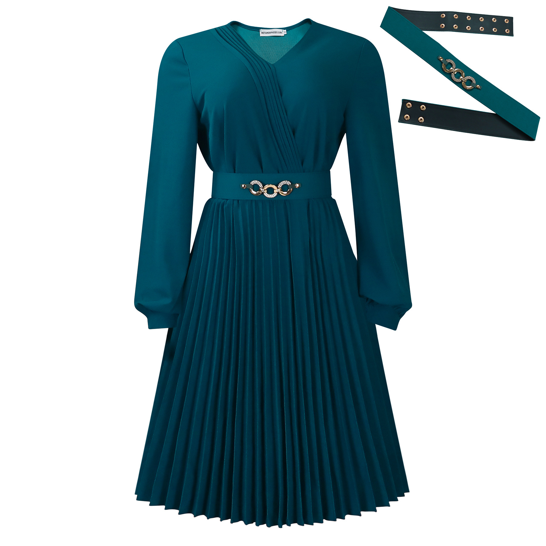 Women's Elegant V-Neck High Waist Dress