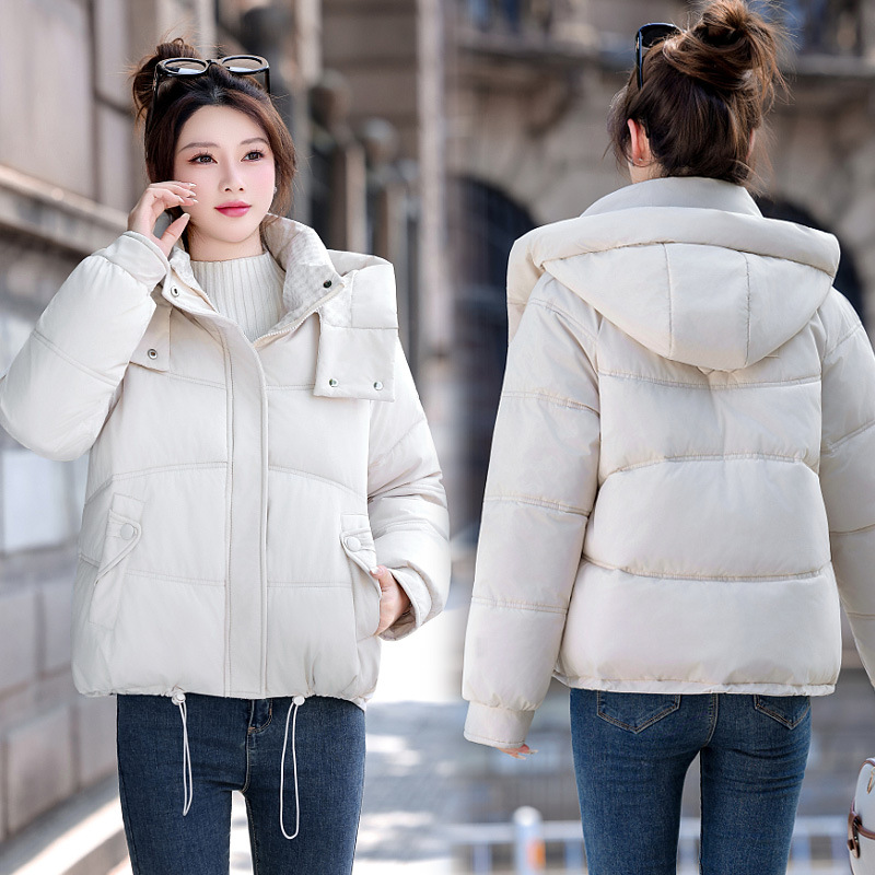 Sombrero desmontable ropa de algodón corta de invierno de mujeres 2025 nuevo algodón ropa de algodón gruesa calentamiento chaqueta de algodón de moda coreana de mujer