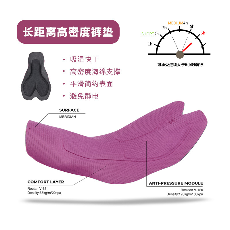 兰帕达夏季新款女士自行车骑行裤背带短裤吸湿快干中长途骑行短裤