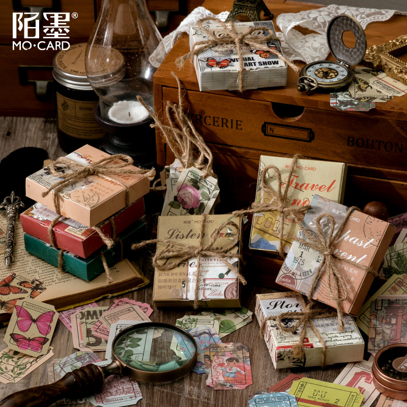 Momo Retro-Style Card Pack, JUNK JOURNAL Series – 8 Designs of Vintage Journaling Base Paper