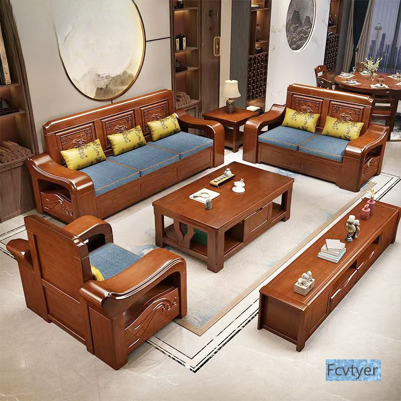Miaola Modern Chinese Style Small Apartment Summer and Winter Wooden Dual-Purpose Solid Wood Sofa Storage Sofa Combination Furniture Solid Wood