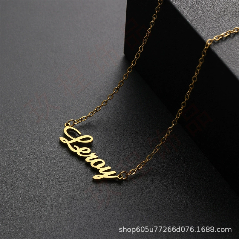 [One Piece Customized] Нержавеющая сталь английское письмо кулон гальваническим 18K золото подгонять имя ожерелье браслет