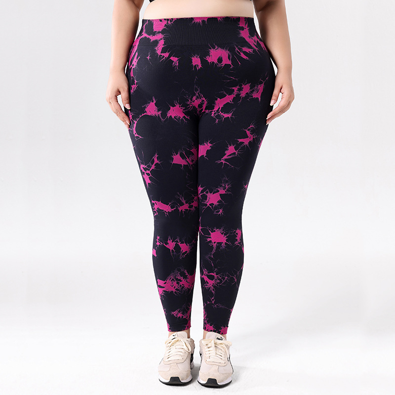 Europa y los Estados Unidos de tamaño grande atado teñido pantalones de calzada de mujer cintura alta abdominal ajustado pantalones deportivos de cadera de miel de melocotón para correr pantalones de fitness