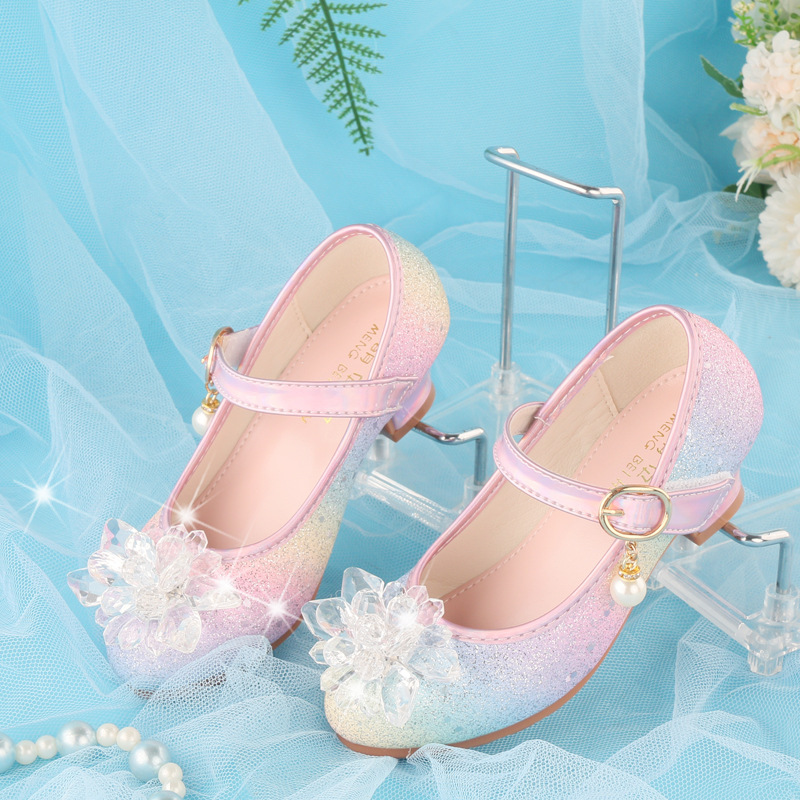 Princess Shoes for Girls, Crystal Shoes for Catwalk Performances, Colorful Flower Girl Shoes, Performance Shoes, Children's High-Heeled Leather Shoes