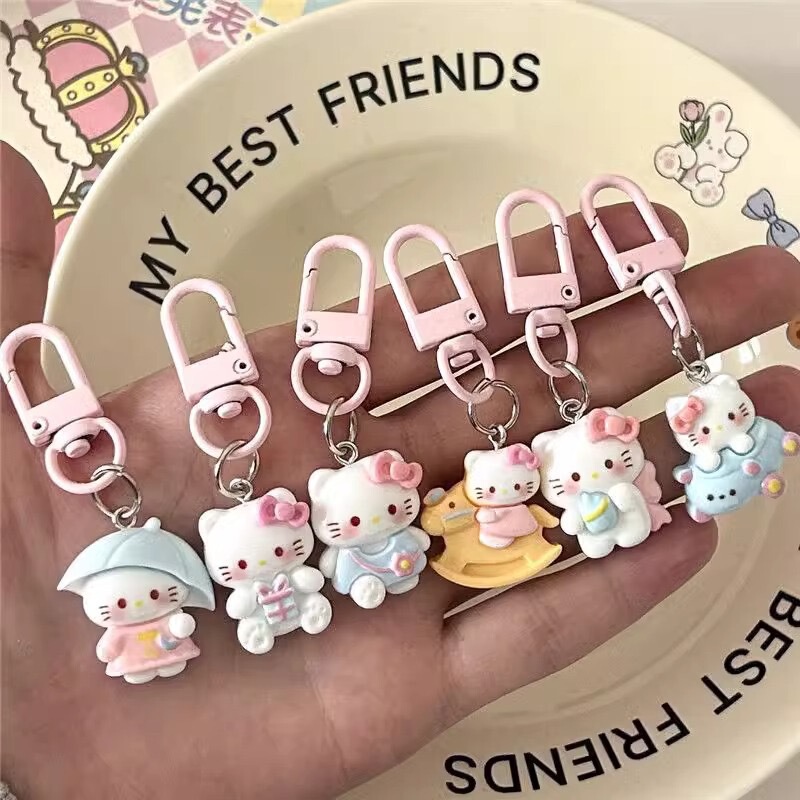Cute KT cat bag key chain cartoon backpack bag pendant couple small gift key chain graduation gift wholesale