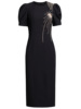 Hip wrap skirt， fireworks studded diamond high waisted bubble sleeve dress