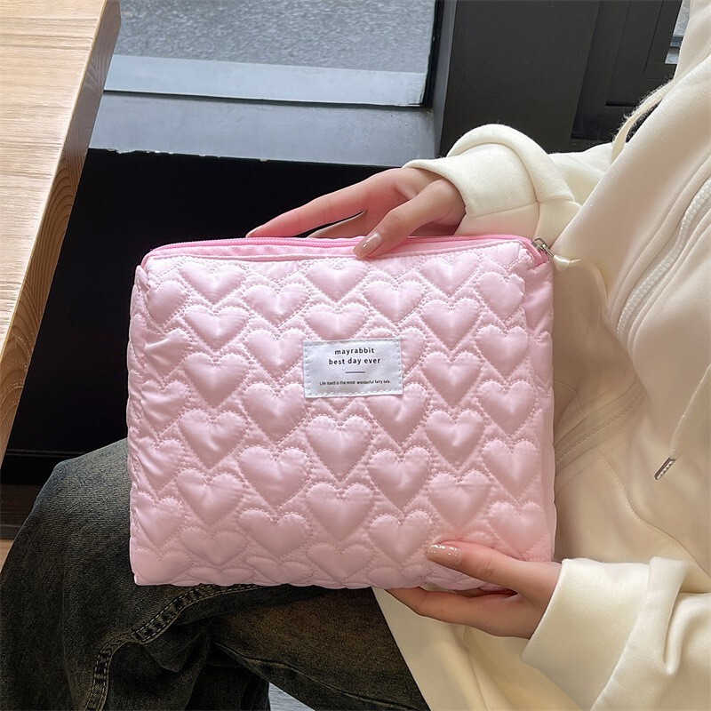 Candy Color Quilted Cosmetic Bag High Value Women's Hand Bag Large Capacity Toiletry Storage Bag Inner Bag