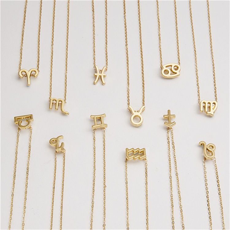 Women'S Gender Fashion Style PVD Coated 14K Gold Real Gold Plated Constellation Stainless Steel Titanium Steel Fashion Waterproof Non Tarnish 304 Stainless Steel Necklace
