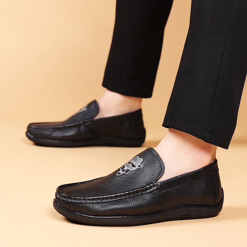 Mocasines de Verano para Hombre de Primera Capa de Piel de Vaca, Zapatos Casuales de Cuero Genuino, Mocasines para Hombre, Zapatos Individuales, Calzado