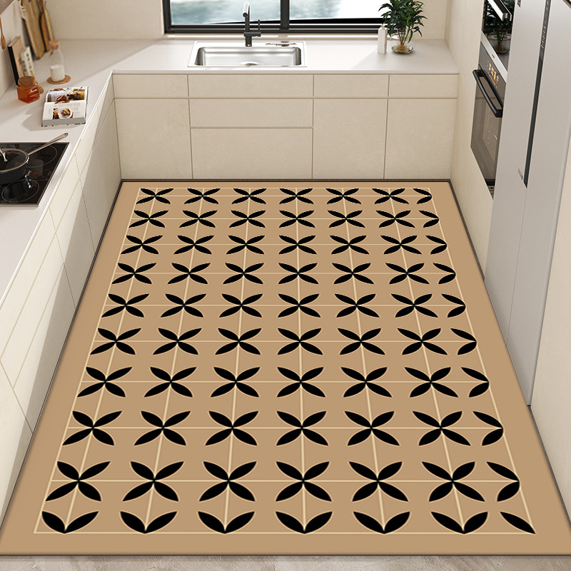 Moderno simple impermeable a prueba de aceite alfombra de piso completo hogar lavable borrable corte de cuero alfombra de piso de la cocina