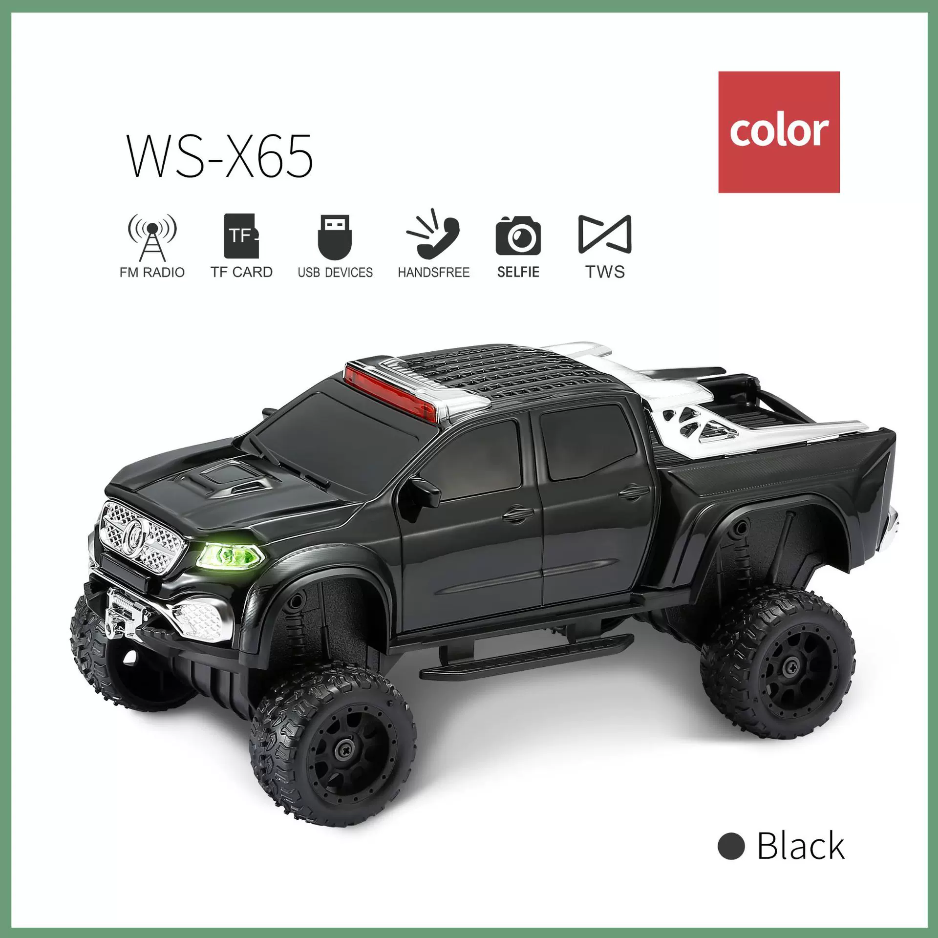 外贸跨境礼品皮卡汽车模型多功能蓝牙音箱重低音FM收音自拍音响